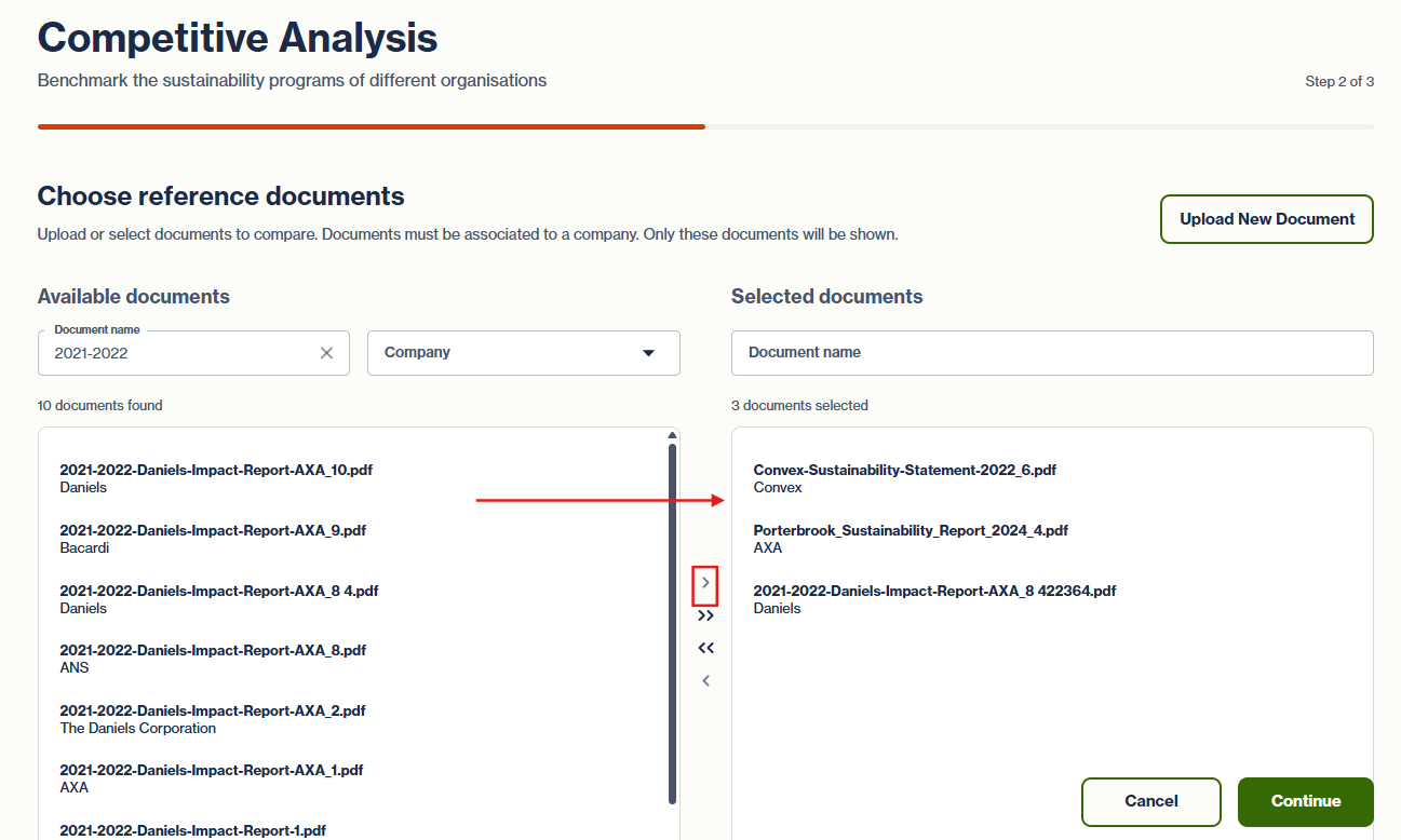 Muuvment IQ interface: A summary of the selected and uploaded documents is displayed. Review the list carefully. You may add or delete documents as needed.